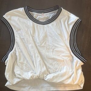 FP Movement by Free People White Muscle Tee with Black Stripes